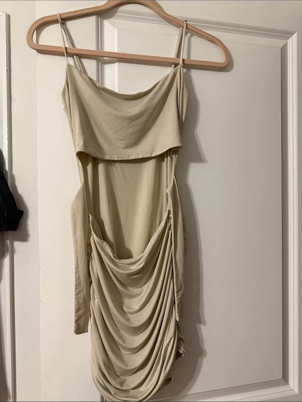 Lucy in the Sky Beige Backless Draped Slip Dress